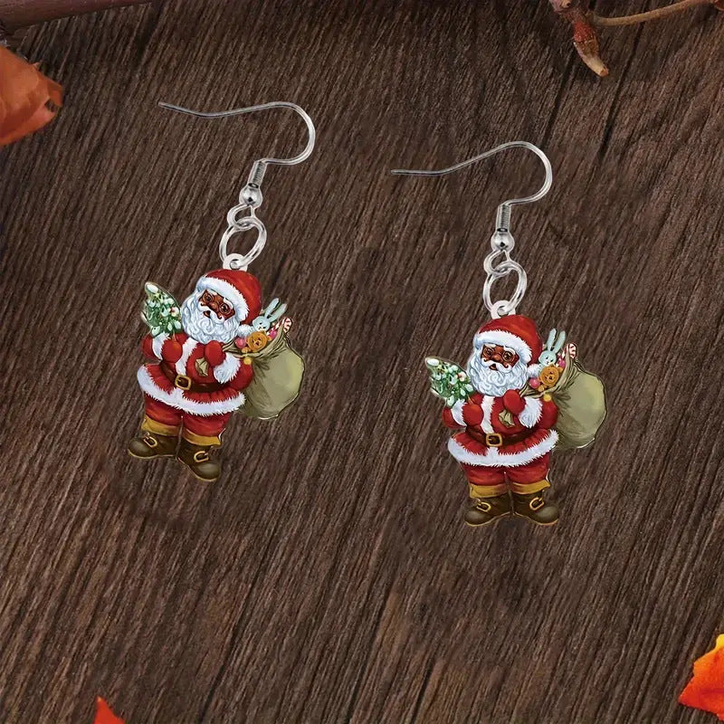 Wholesale christmas gift bag earrings cute  head earrings
